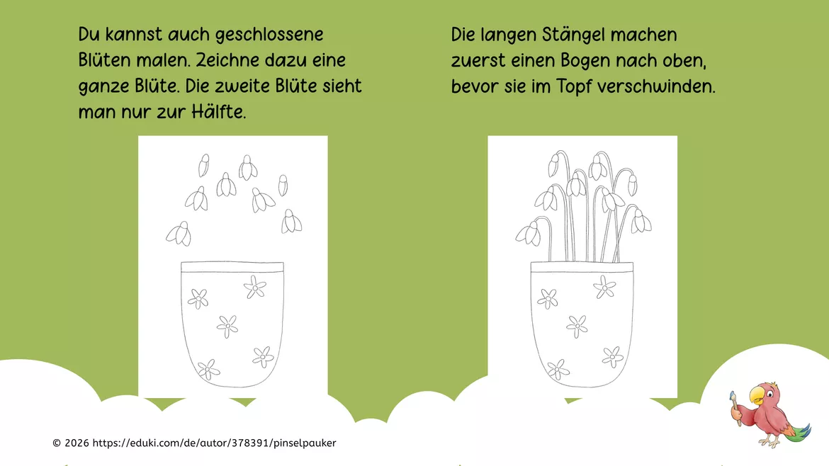 Bild in der Beschreibung des Unterrichtsmaterials Kunst Frühling, Frühlingsblumen malen, Grundschule von Pinselpauker #2