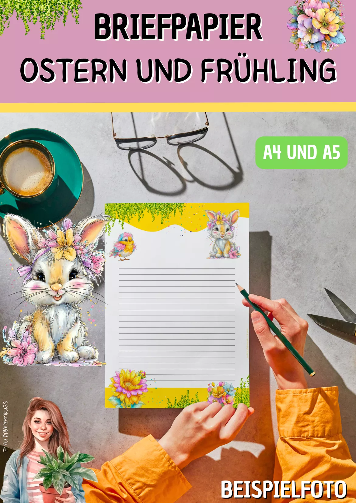 Bild in der Beschreibung des Unterrichtsmaterials Briefpapier Frühling und Ostern 2. bis 6. Klasse von Frau Pflanzenkuss #2
