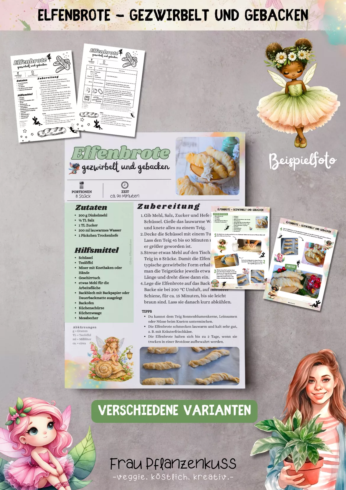 Bild in der Beschreibung des Unterrichtsmaterials Elfenrezept 1: Elfenbrote gezwirbelt & gebacken 2. bis 6. Klasse von Frau Pflanzenkuss #1