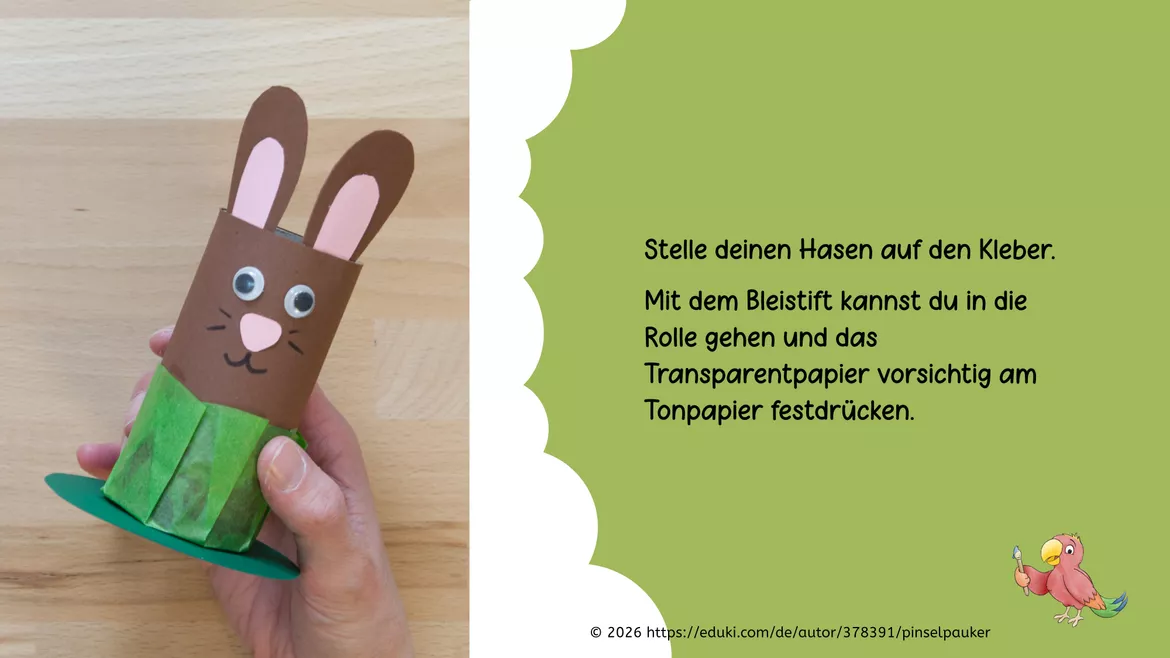 Bild in der Beschreibung des Unterrichtsmaterials Kunst Ostern, Hase aus Klopapierrolle, Osternest von Pinselpauker #2