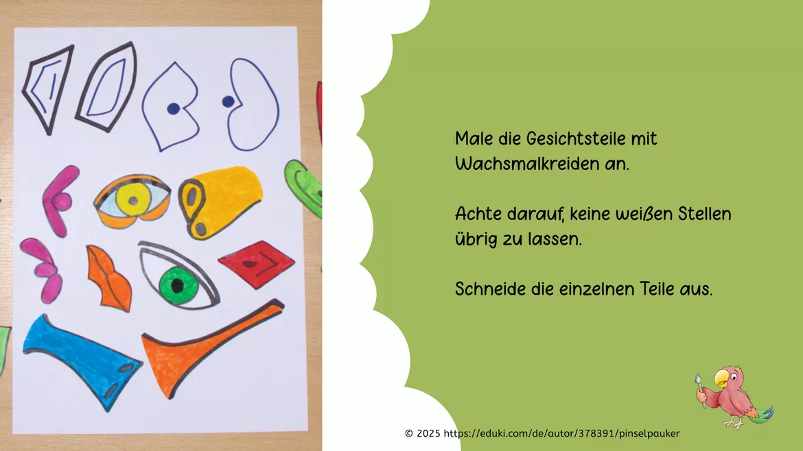 Bild in der Beschreibung des Unterrichtsmaterials Kunst Picasso, Gesichter zeichnen, Künstler in der Grundschule von Pinselpauker #2