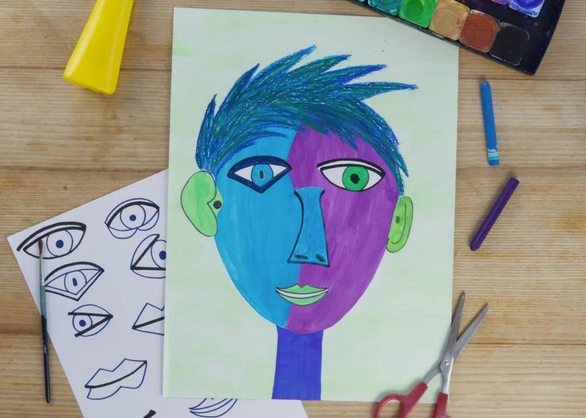 Bild in der Beschreibung des Unterrichtsmaterials Kunst Picasso, Gesichter zeichnen, Künstler in der Grundschule von Pinselpauker #1