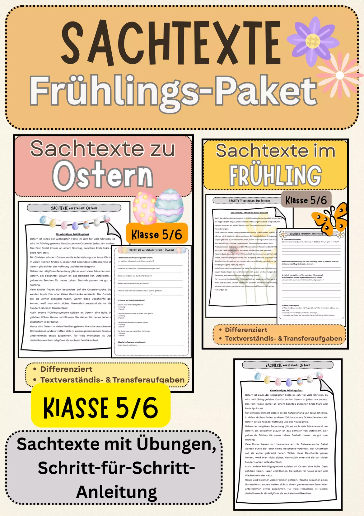 Bild in der Beschreibung des Unterrichtsmaterials Wortarten im Frühling – Arbeitsblätter zu Nomen, Verben & Adjektiven | Deutsch Klasse 5 von Farbenflug #1