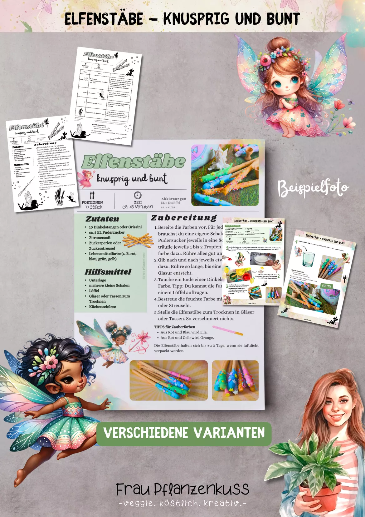Bild in der Beschreibung des Unterrichtsmaterials Elfenrezept 5: Elfenstäbe knusprig und bunt ab 2. Klasse Grundschule von Frau Pflanzenkuss #2