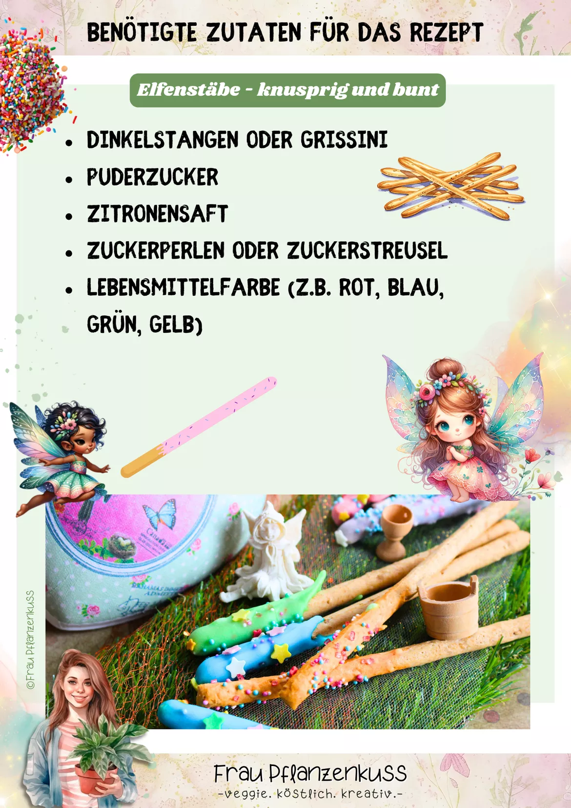 Bild in der Beschreibung des Unterrichtsmaterials Elfenrezept 5: Elfenstäbe knusprig und bunt ab 2. Klasse Grundschule von Frau Pflanzenkuss #1