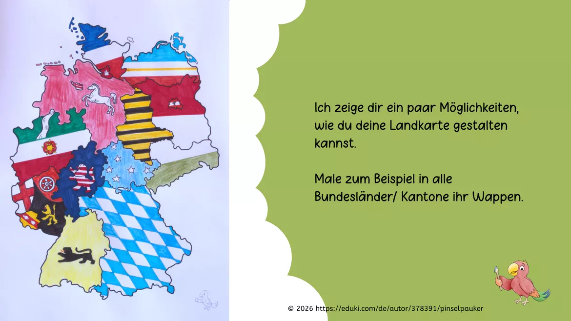 Bild in der Beschreibung des Unterrichtsmaterials Kunst Grundschule, Gestalte die Landkarte neu von Pinselpauker #2