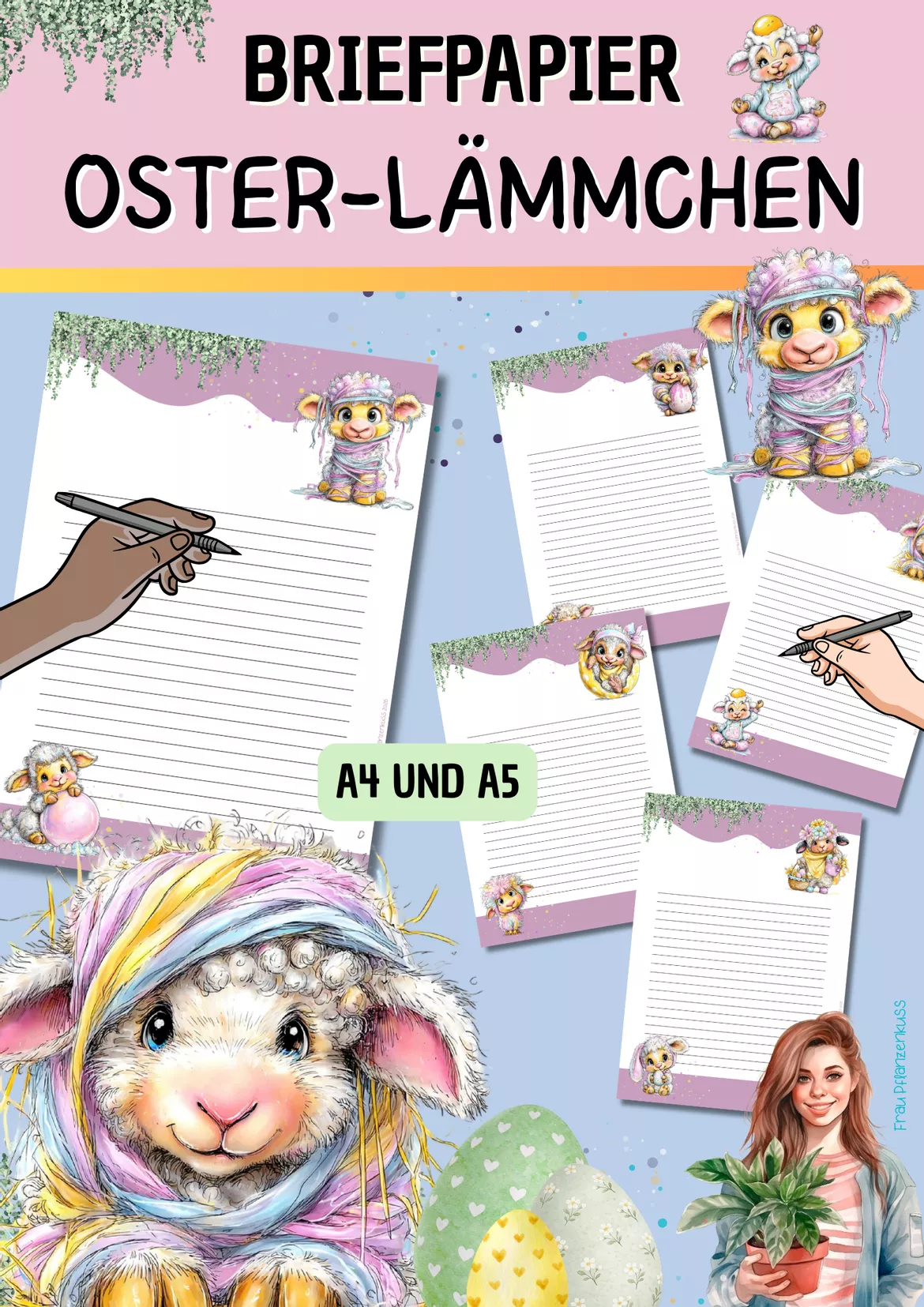 Bild in der Beschreibung des Unterrichtsmaterials Briefpapier Osterlämmchen 2. bis 6. Klasse Briefe schreiben von Frau Pflanzenkuss #3