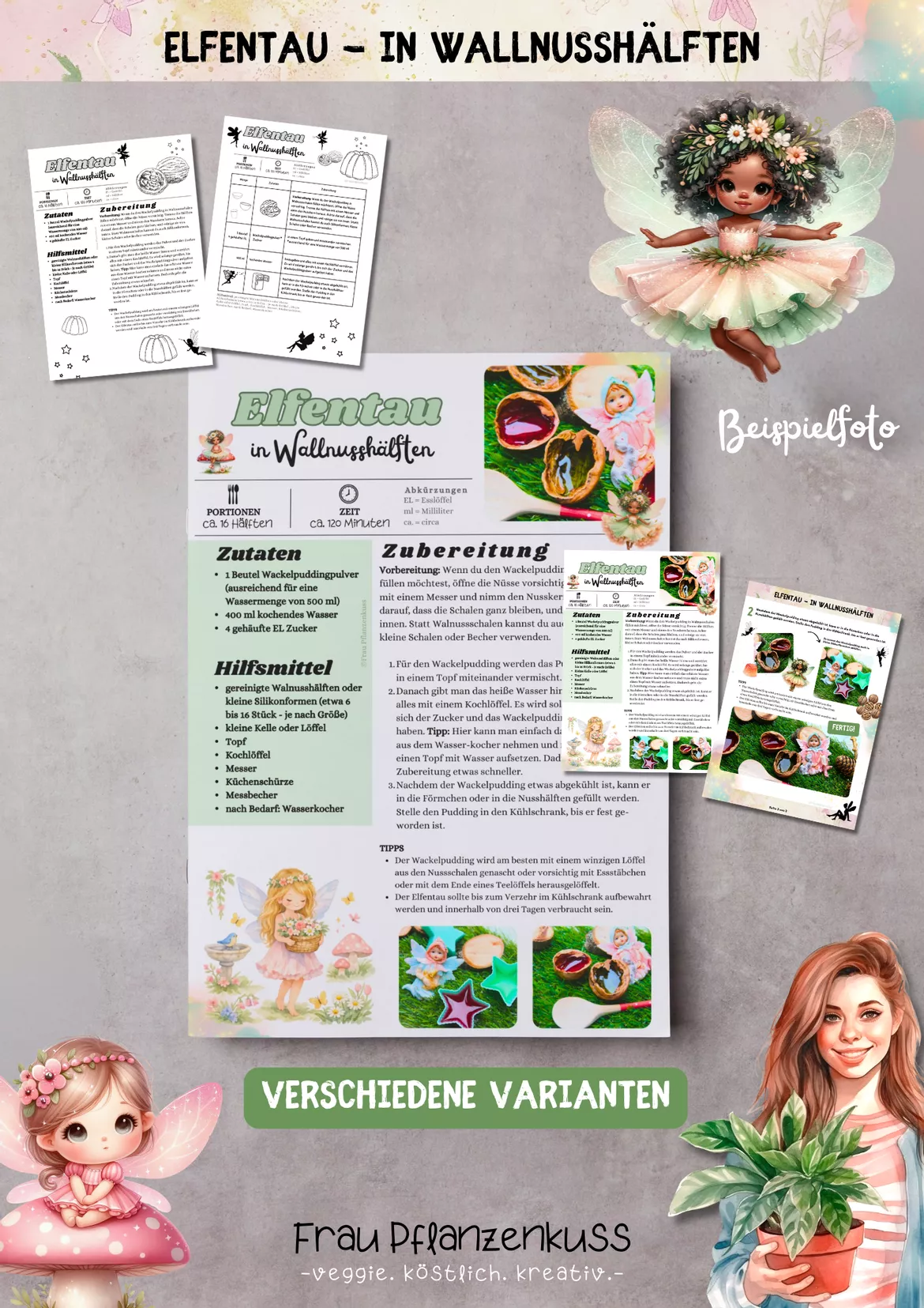 Bild in der Beschreibung des Unterrichtsmaterials Elfenrezept 6: Elfentau in Walnusshälften – Wackelpudding aus der Elfenküche ab 2. Klasse von Frau Pflanzenkuss #1