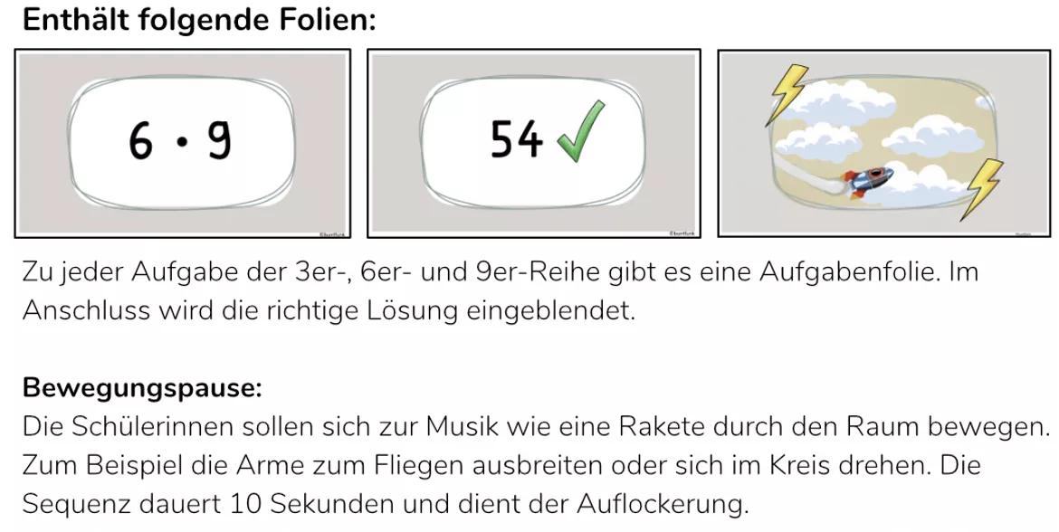 Bild in der Beschreibung des Unterrichtsmaterials Blitzrechnen Kleines Einmaleins (1x1) - animierte Präsentation (3er-, 6er-, 9er-Reihe) von buntfunk #1