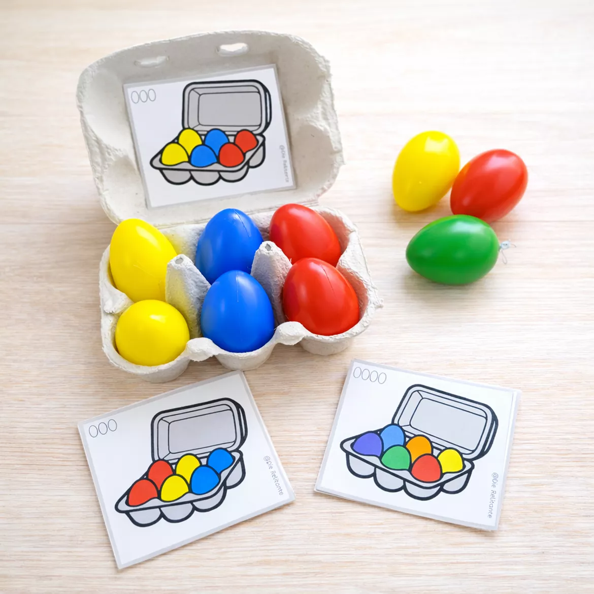 Bild in der Beschreibung des Unterrichtsmaterials Eier nach Farben sortieren: Feinmotorik & Pränumerik spielerisch lernen von DieRelitante #1