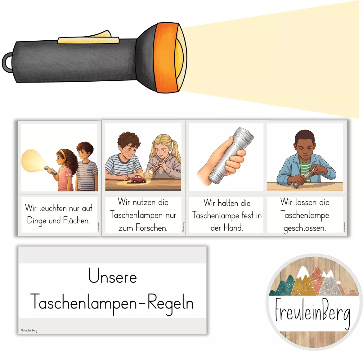 Bild in der Beschreibung des Unterrichtsmaterials Regeln im Umgang mit der Taschenlampe (Licht & Schatten) von FreuleinBerg #1