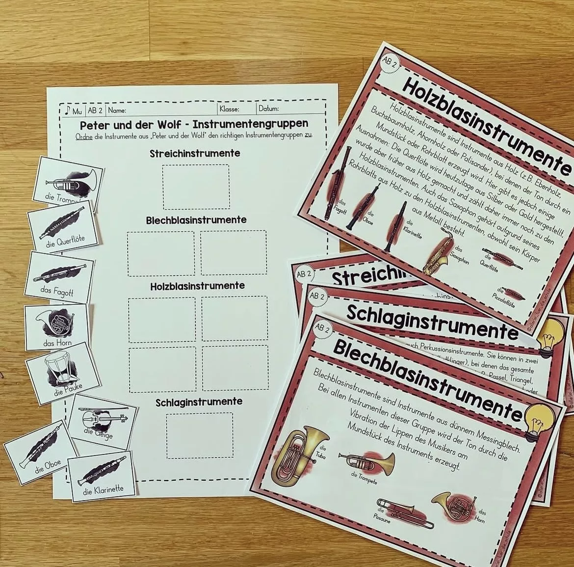 Bild in der Beschreibung des Unterrichtsmaterials Peter und der Wolf: Komplette Unterrichtsreihe Musik Grundschule (Klasse 1–3) – mit Flipbook, Arbeitsblättern, Höraufträgen & Instrumentenkunde von allerlei_fuer_die_schule #4