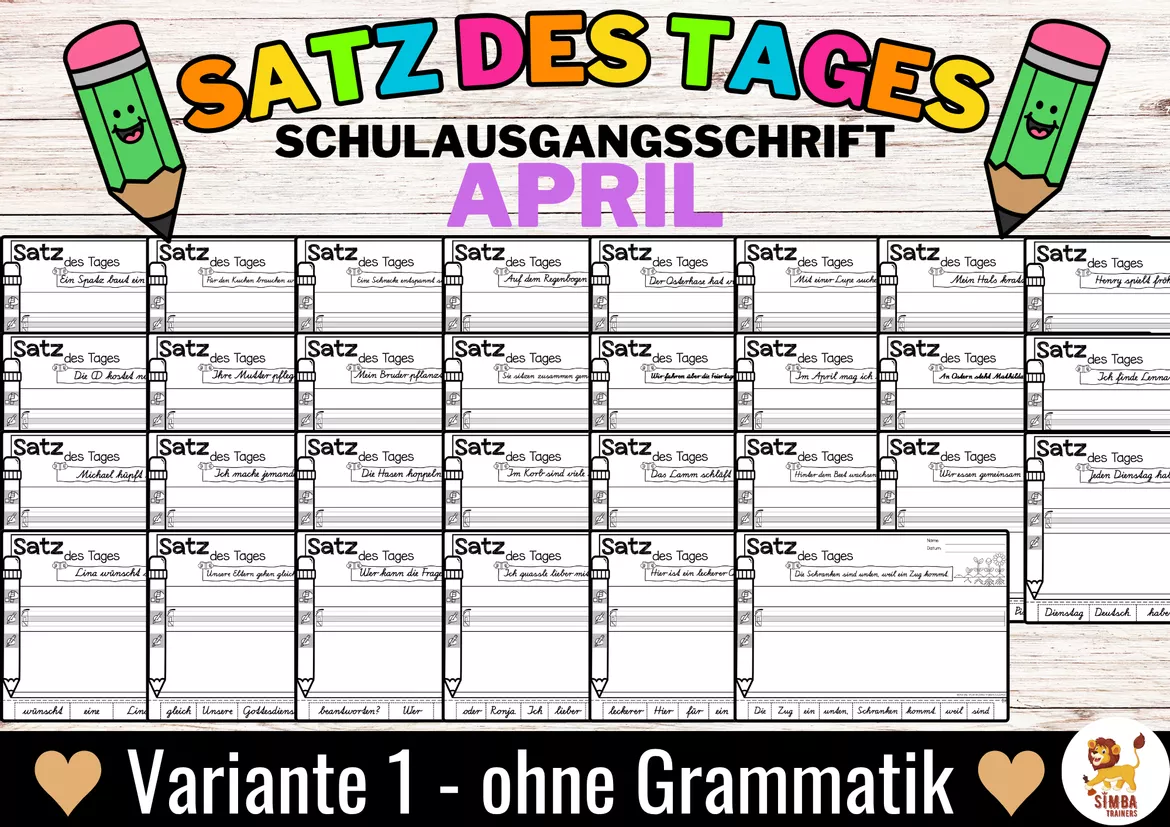 Bild in der Beschreibung des Unterrichtsmaterials Sätze schreiben / Satz des Tages / Schüttelsätze (Schulausgangsschrift) schreiben April Ostern Frühling von SIMBA Trainers Education #4