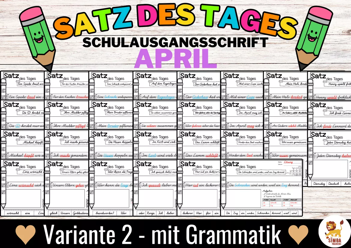Bild in der Beschreibung des Unterrichtsmaterials Sätze schreiben / Satz des Tages / Schüttelsätze (Schulausgangsschrift) schreiben April Ostern Frühling von SIMBA Trainers Education #5