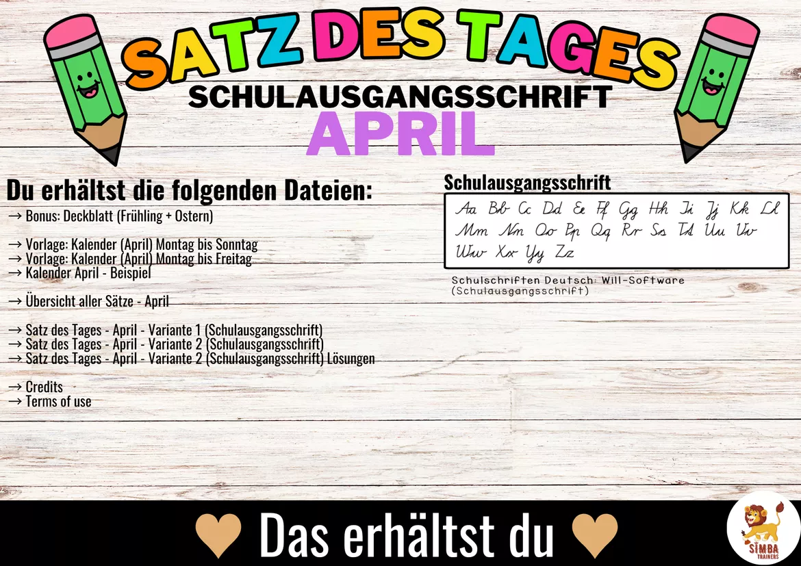 Bild in der Beschreibung des Unterrichtsmaterials Sätze schreiben / Satz des Tages / Schüttelsätze (Schulausgangsschrift) schreiben April Ostern Frühling von SIMBA Trainers Education #3