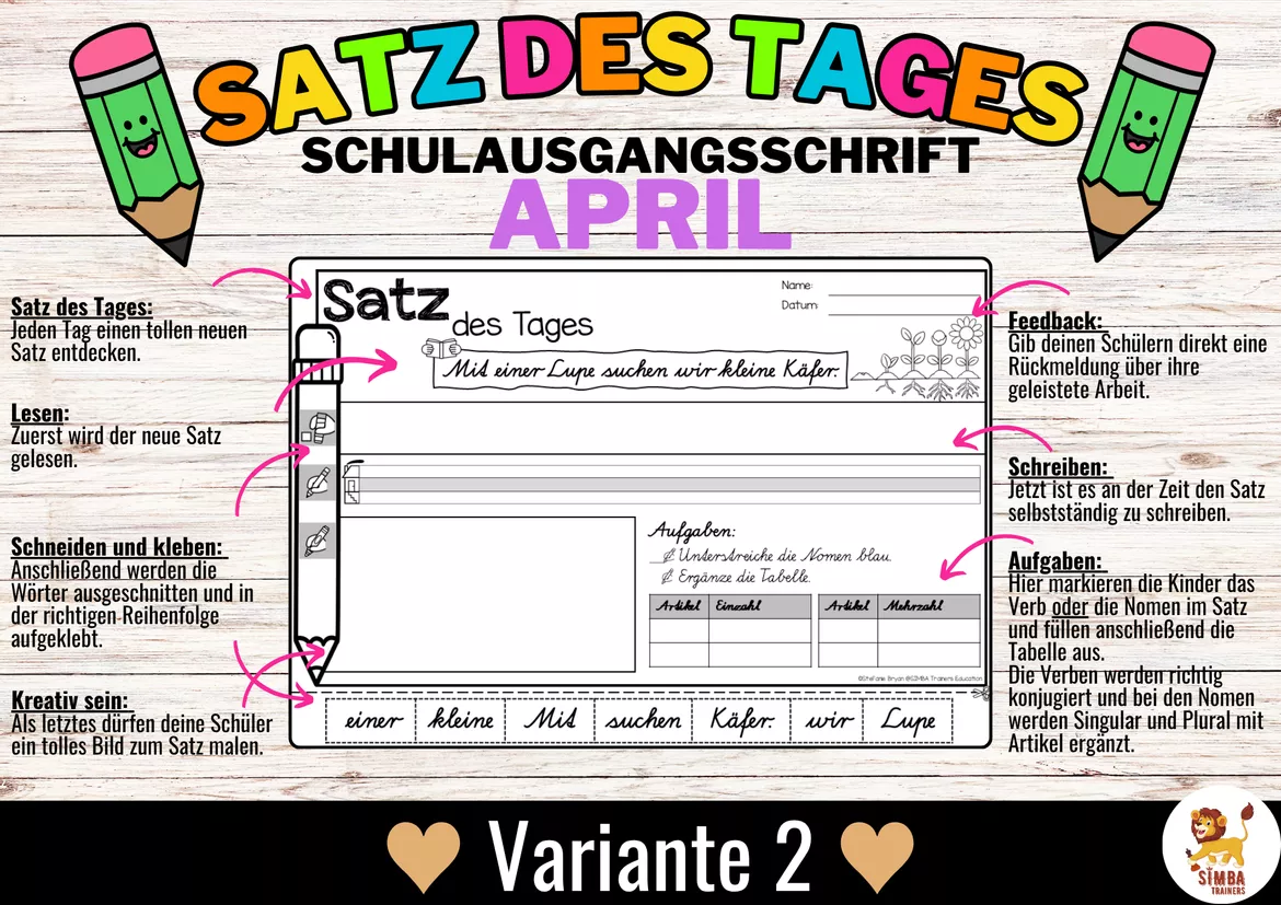Bild in der Beschreibung des Unterrichtsmaterials Sätze schreiben / Satz des Tages / Schüttelsätze (Schulausgangsschrift) schreiben April Ostern Frühling von SIMBA Trainers Education #2