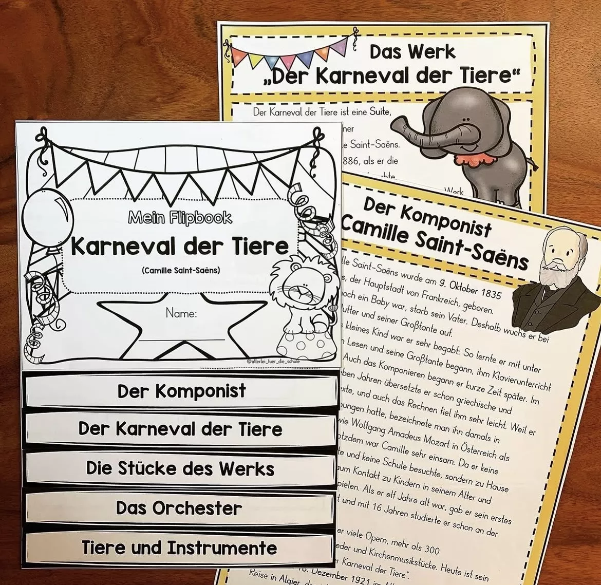 Bild in der Beschreibung des Unterrichtsmaterials "Der Karneval der Tiere" Flipbook für die Grundschule - zweifach differenziert von allerlei_fuer_die_schule #1