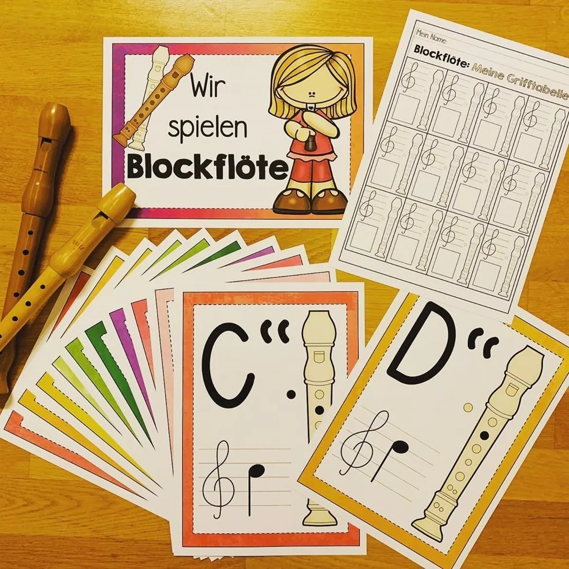 Blockflöte - Griffe-Poster und Grifftabelle zum Ausfüllen ...