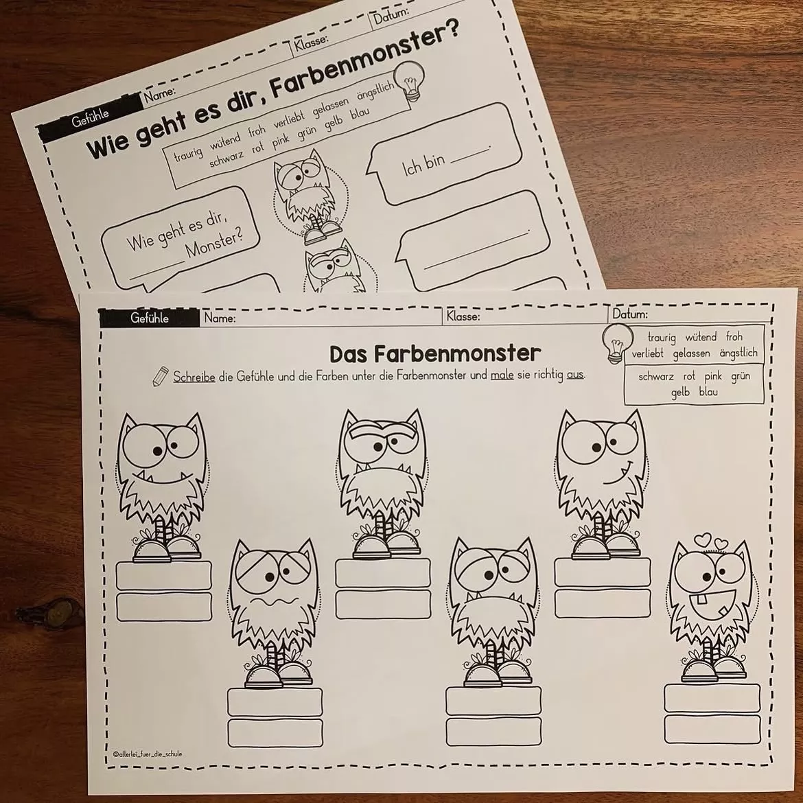 Bild in der Beschreibung des Unterrichtsmaterials Das Farbenmonster Materialpaket – Literaturprojekt Grundschule (Klasse 1–2) | Gefühle erkennen & benennen von allerlei_fuer_die_schule #4