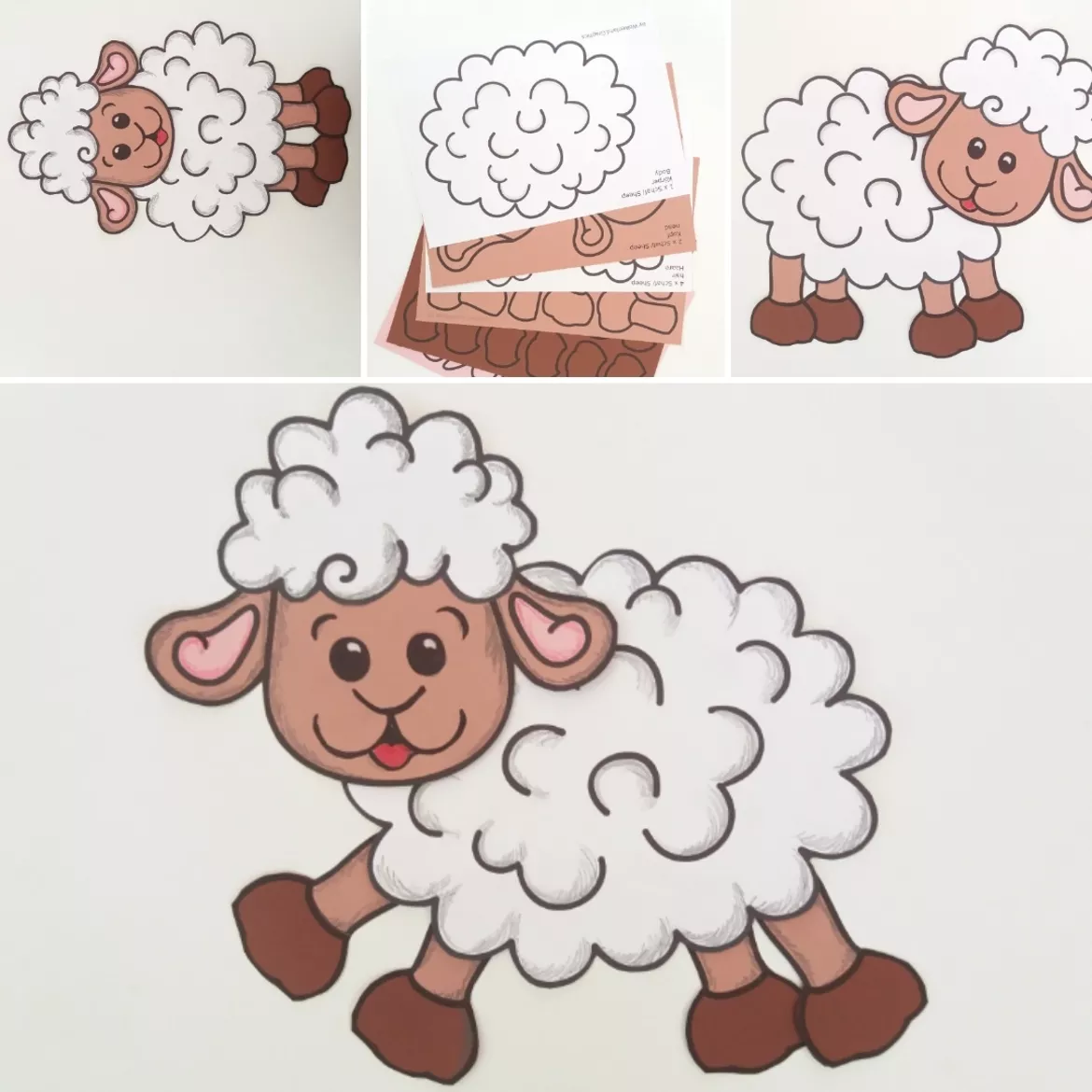 Bild in der Beschreibung des Unterrichtsmaterials Schafe basteln als Fensterbild - Kunst in Kindergarten und Grundschule - Sommer Frühling Herbst Bauernhof - einfacher Schnitt von Wolkenland.Graphics #1