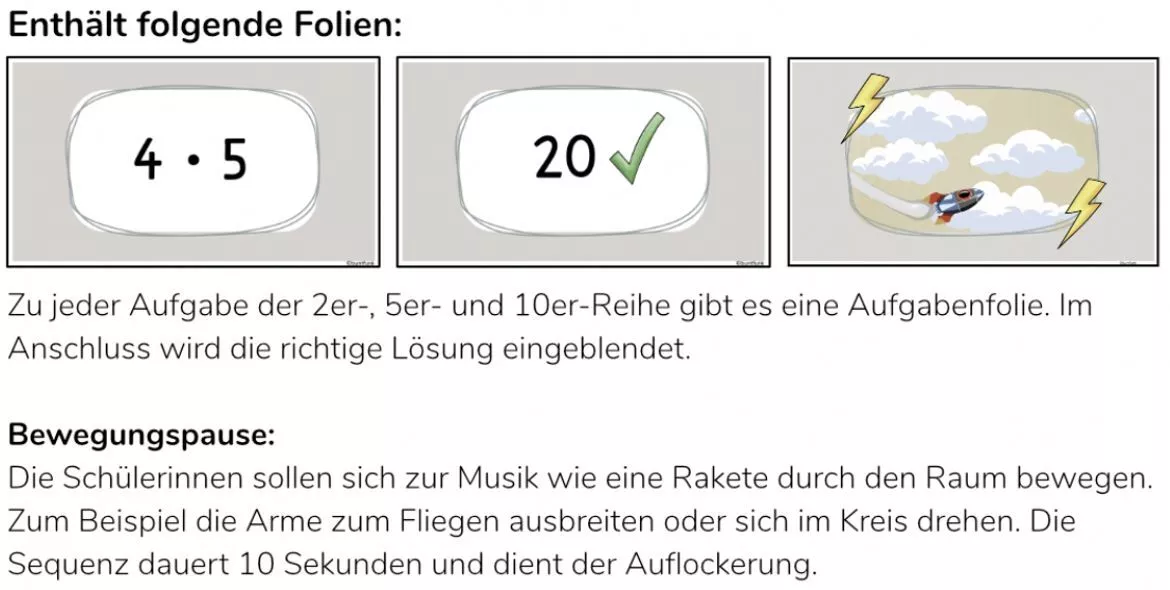 Bild in der Beschreibung des Unterrichtsmaterials Materialpaket / Bundle: Blitzrechnen kleines Einmaleins (1x1) - animierte Präsentation (2er- bis 10er-Reihe) von buntfunk #1