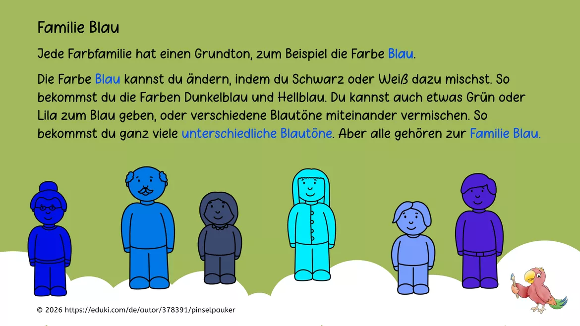 Bild in der Beschreibung des Unterrichtsmaterials Kunst Farbenlehre, Farbfamilien malen, Grundschule von Pinselpauker #2