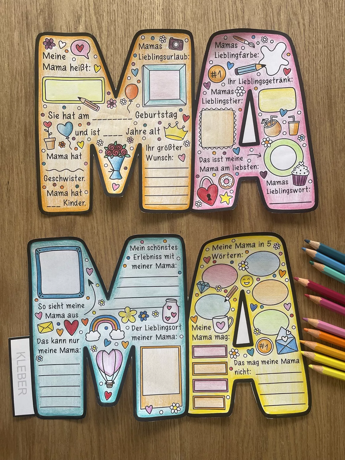 Bild in der Beschreibung des Unterrichtsmaterials Mama Doodle Steckbrief zum Ausfüllen & Ausmalen - Geschenk für den Muttertag von Katy‘s Kunstraum #1