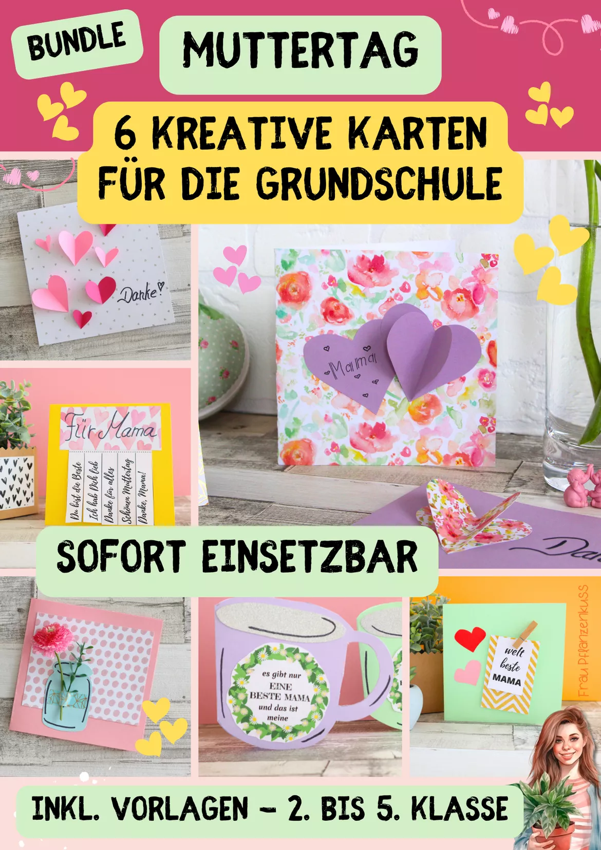 Bild in der Beschreibung des Unterrichtsmaterials Muttertagskarte basteln: Karte mit Spruch & Mini-Klammer | Muttertag Grundschule (Kl. 2–5) | Bastelvorlage von Frau Pflanzenkuss #2