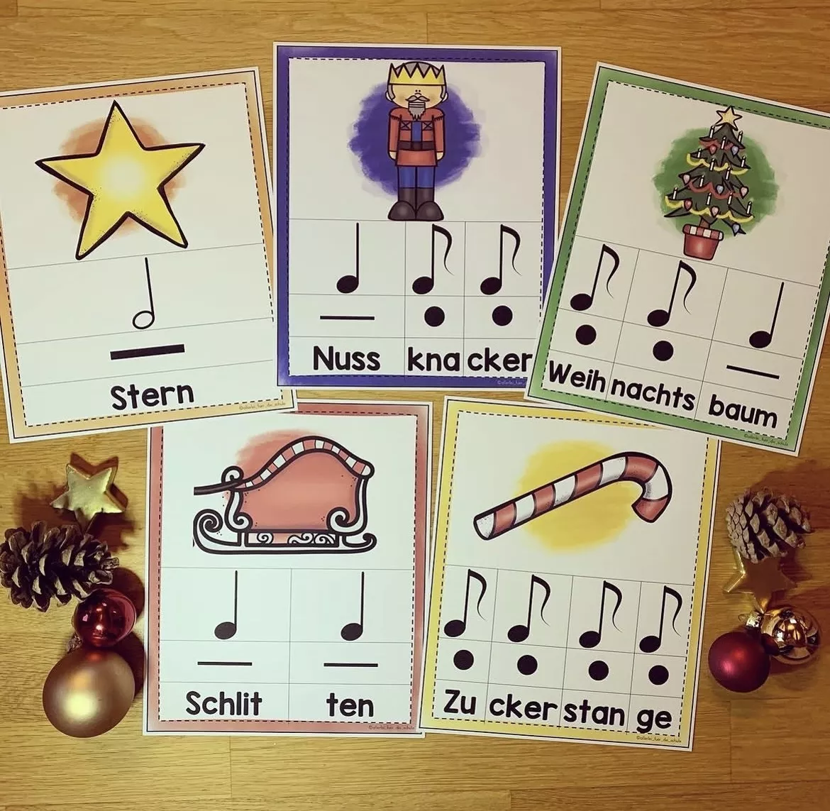 Bild in der Beschreibung des Unterrichtsmaterials Rhythmusbausteine Weihnachten – Musik Grundschule (Klasse 1–3) | Notenwerte spielerisch üben & Bodypercussion von allerlei_fuer_die_schule #1