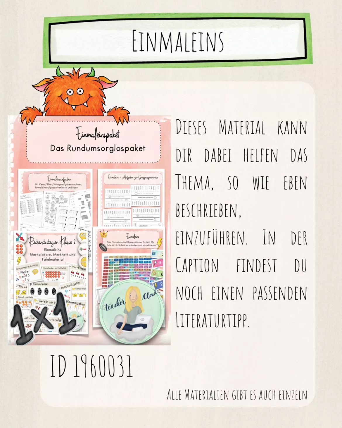 Bild in der Beschreibung des Unterrichtsmaterials Einmaleins - Materialpaket von teacher.cloud #8