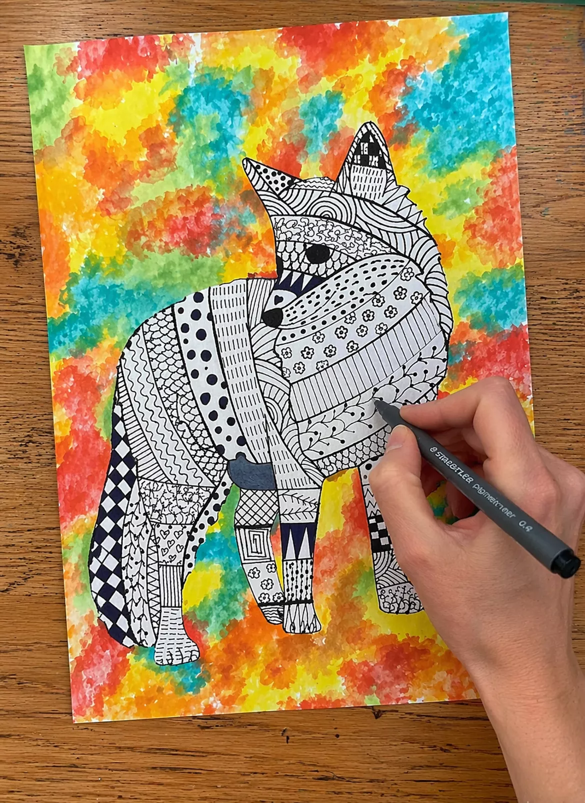 Bild in der Beschreibung des Unterrichtsmaterials Kunst im Herbst: Waldtiere mit graphischen Mustern gestalten (Grundschule) von Fraulein_Lehrerin #1