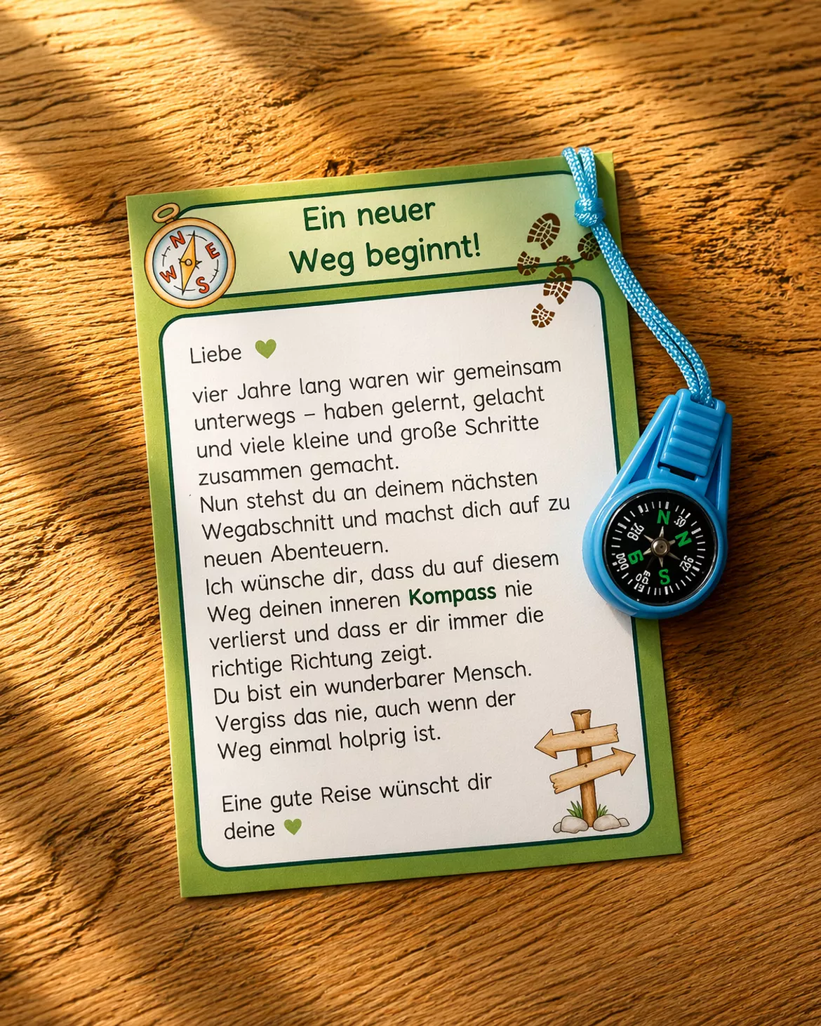 Bild in der Beschreibung des Unterrichtsmaterials Abschiedskarte/ Geschenk: Weg und Kompass (Grundschule Übergang Schuljahresende) von Fraulein_Lehrerin #1