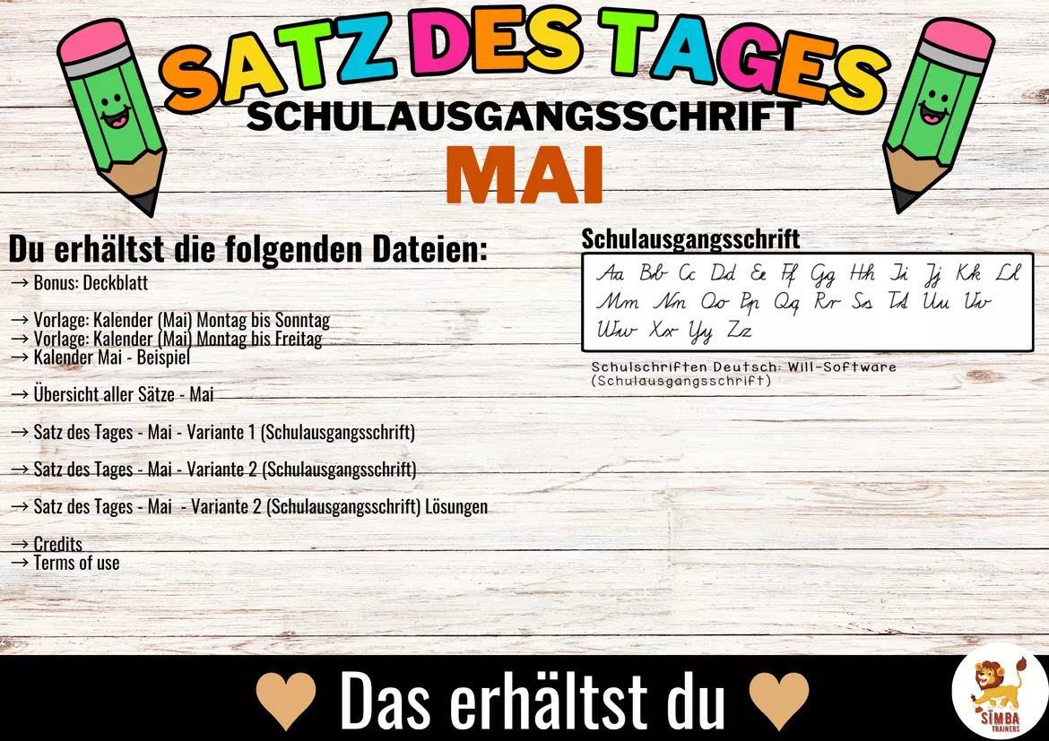 Bild in der Beschreibung des Unterrichtsmaterials Sätze schreiben / Satz des Tages / Schüttelsätze (Schulausgangsschrift) schreiben Frühling Muttertag Vatertag Mai von SIMBA Trainers Education #3
