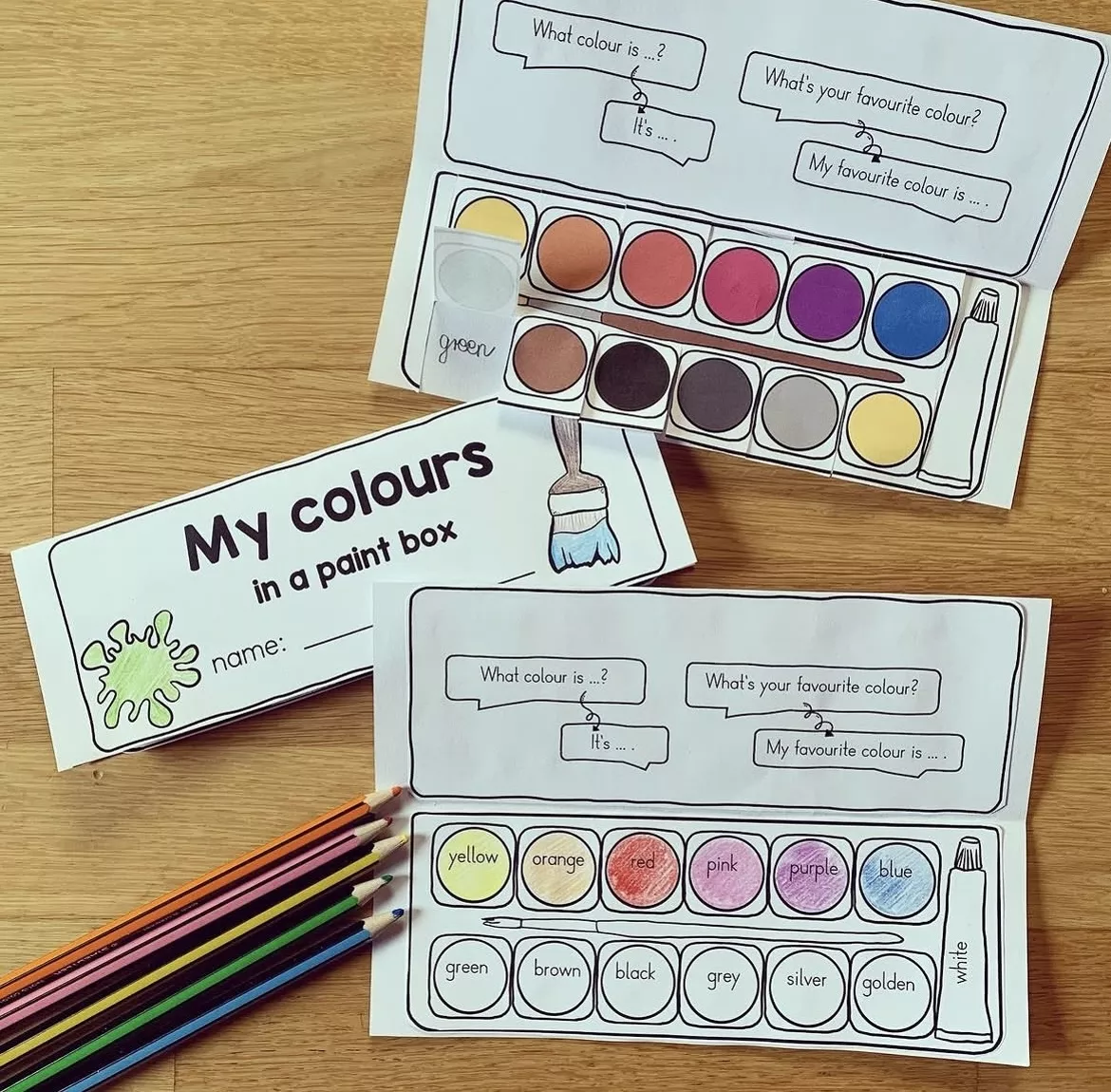 Bild in der Beschreibung des Unterrichtsmaterials Wortschatzübung - Colours in a paint box von allerlei_fuer_die_schule #1