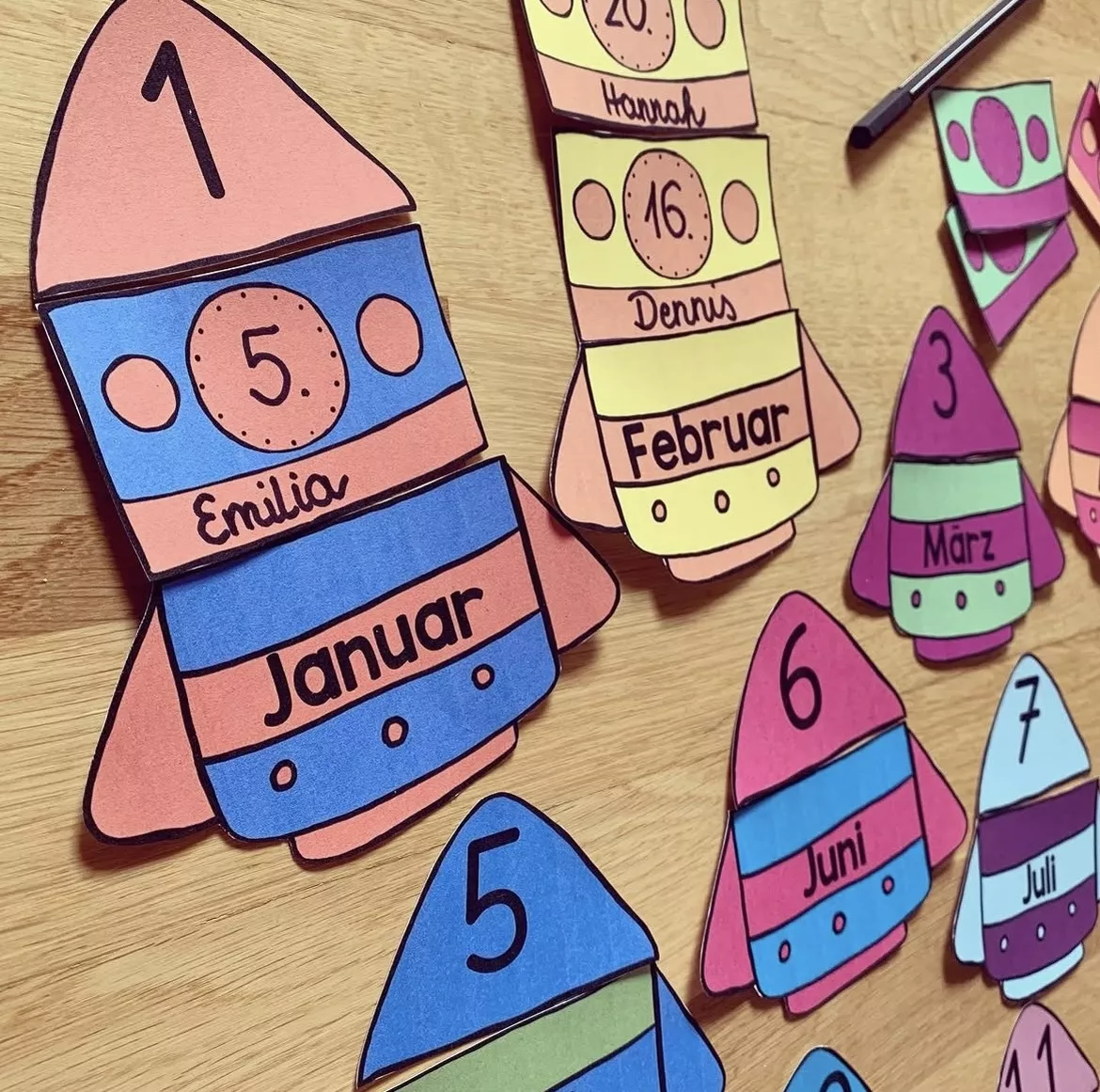Bild in der Beschreibung des Unterrichtsmaterials Geburtstagskalender Grundschule Raketen – Klassenkalender Weltraum (Klasse 1–4) | Classroom Management & Deko von allerlei_fuer_die_schule #2