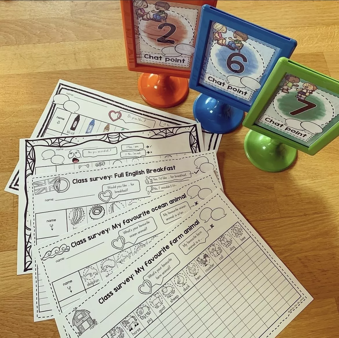 Bild in der Beschreibung des Unterrichtsmaterials Class Surveys Englisch Grundschule – Materialpaket (Klasse 3–4) | Interviews, Speaking Activities & Arbeitsblätter von allerlei_fuer_die_schule #1