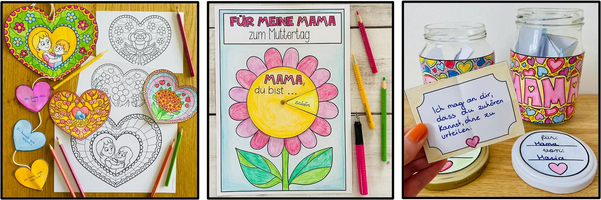 Bild in der Beschreibung des Unterrichtsmaterials MUTTERTAG - Bastelvorlagen (Materialpaket) von Unterrichtmitspass #1