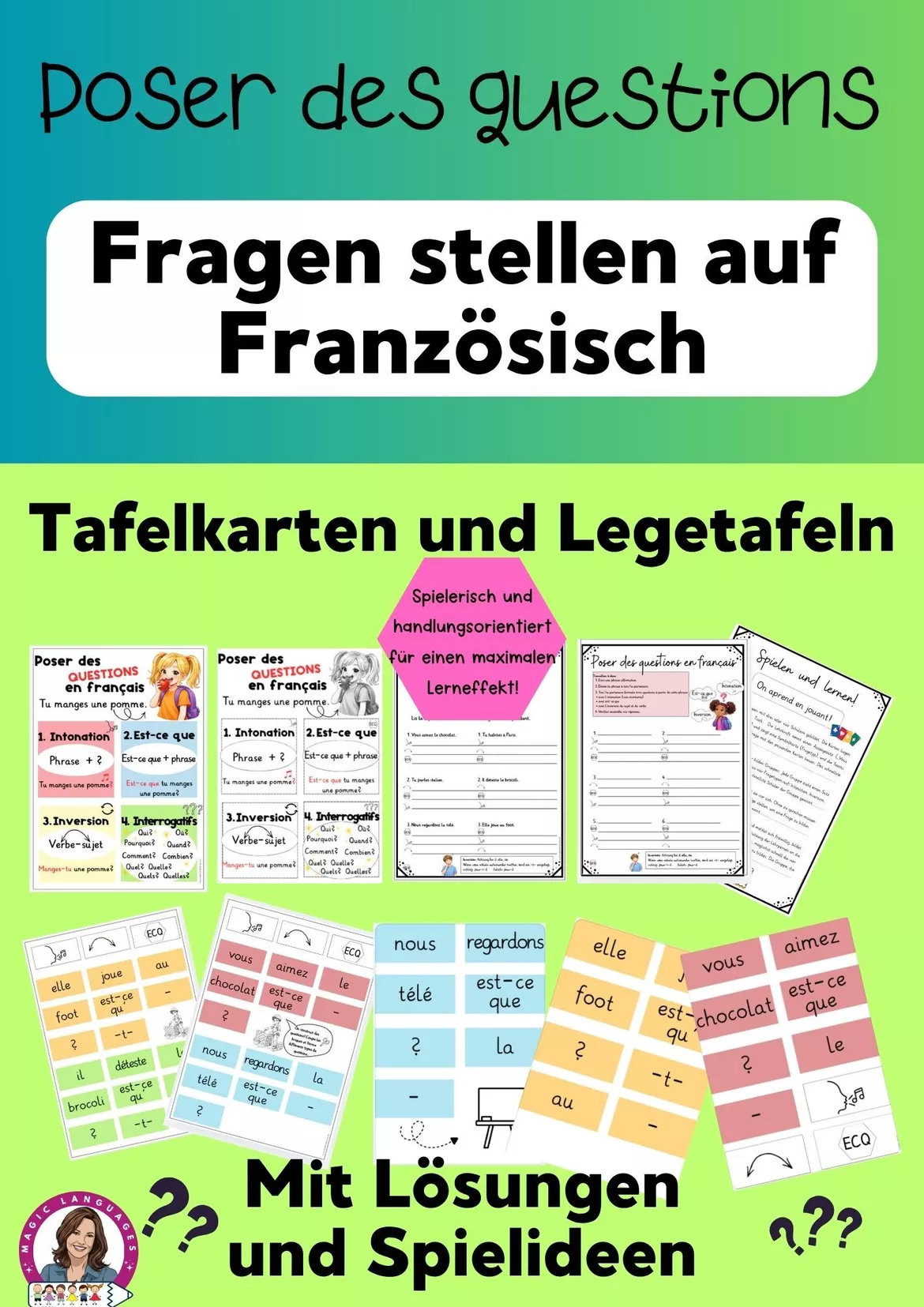 Bild in der Beschreibung des Unterrichtsmaterials Freebie! Questions en français! -Fragen auf Französisch- 4 Fragetypen von Magic Learning Tools Diana #3