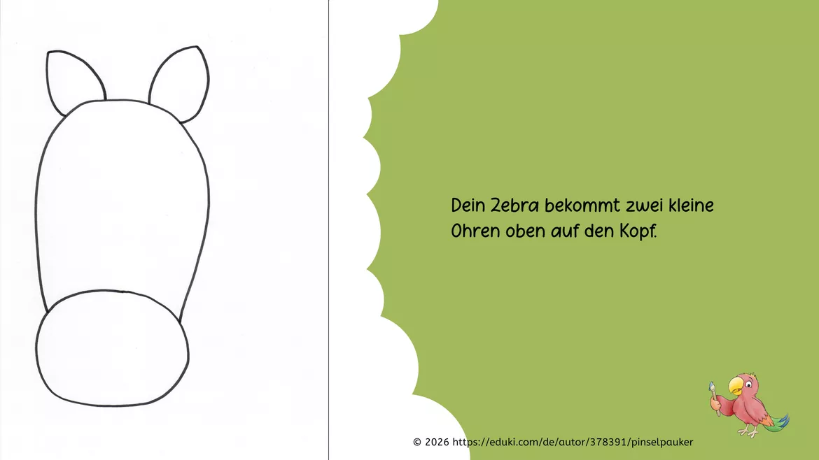 Bild in der Beschreibung des Unterrichtsmaterials Kunst Grundschule, Male ein buntes Zebra von Pinselpauker #2