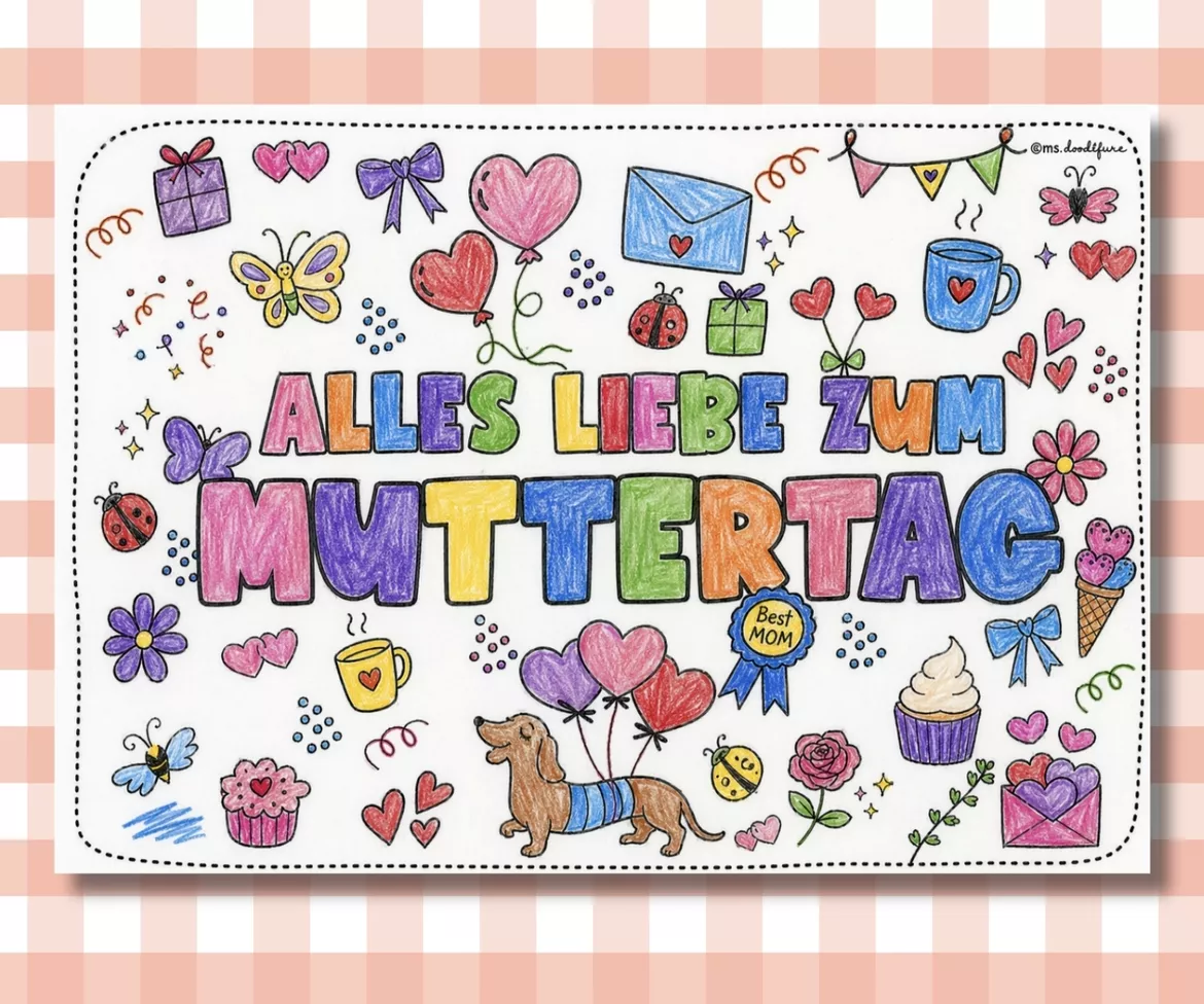 Bild in der Beschreibung des Unterrichtsmaterials Doodle Ausmalbilder | Muttertag | Malblatt | Ausmalvorlage für besondere Anlässe von ms.doubtfire #1