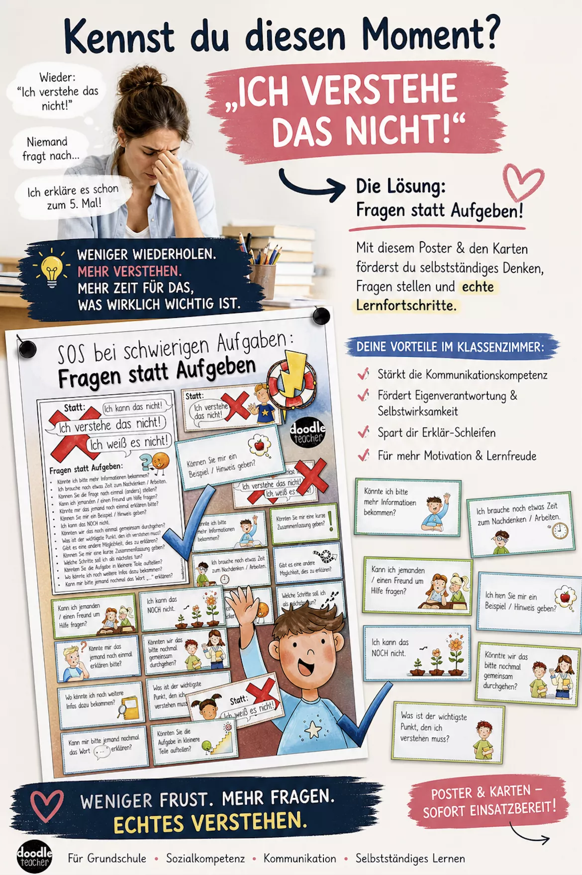 Bild in der Beschreibung des Unterrichtsmaterials Unterrichtsstörungen: Fragen statt Aufgeben - Sos-Hilfe bei "Ich weiß das nicht!" vorbeugen 🆘 von Doodleteacher #2