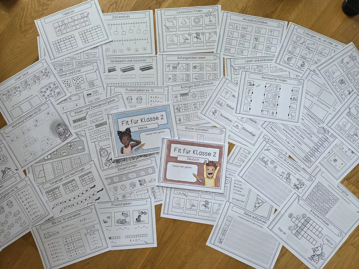 Bild in der Beschreibung des Unterrichtsmaterials Fit für Klasse 2 - Deutsch/Mathe (Wiederholung Klasse 1) von Frau Espunkt #1