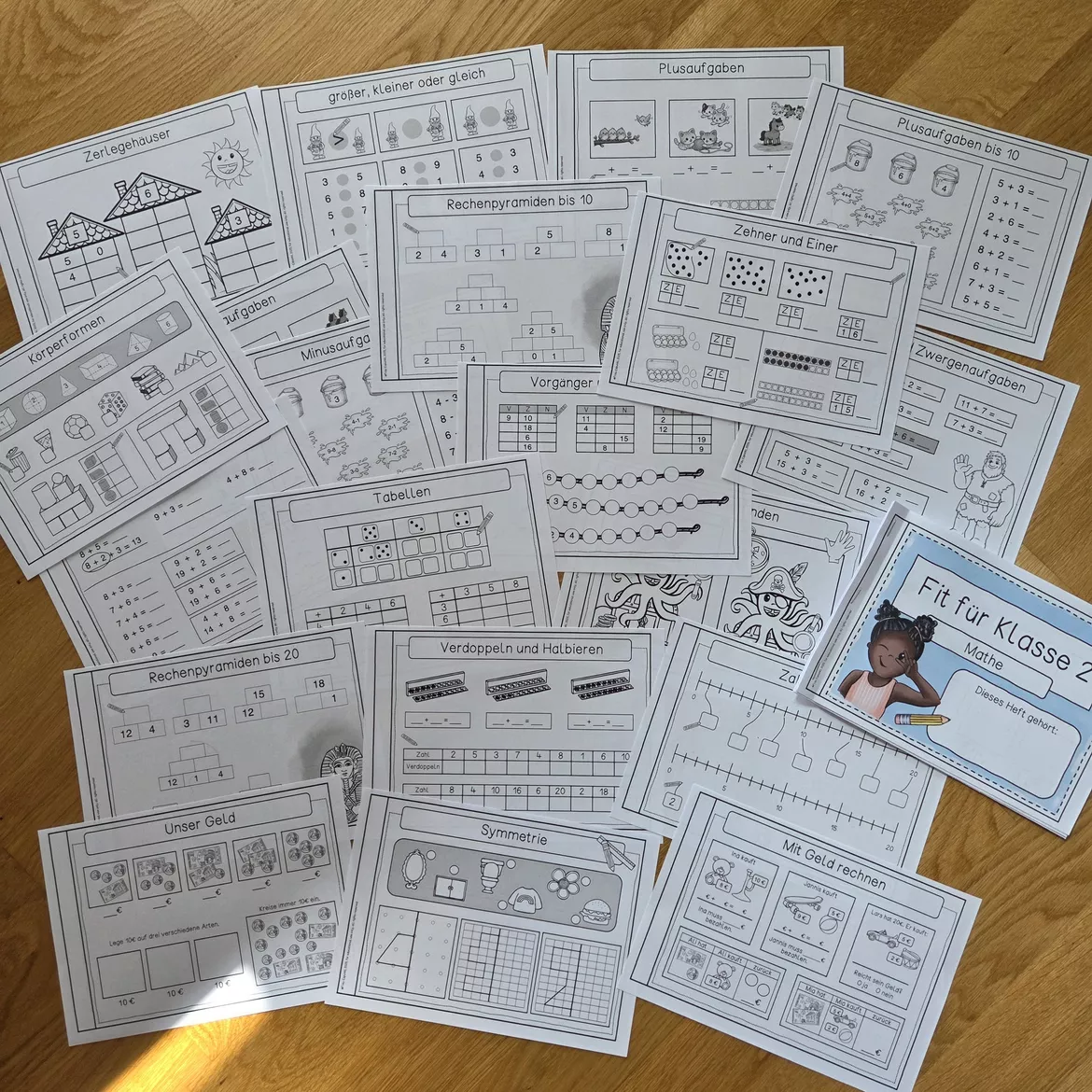 Bild in der Beschreibung des Unterrichtsmaterials Fit für Klasse 2 - Mathe (Wiederholung Klasse 1) von Frau Espunkt #1