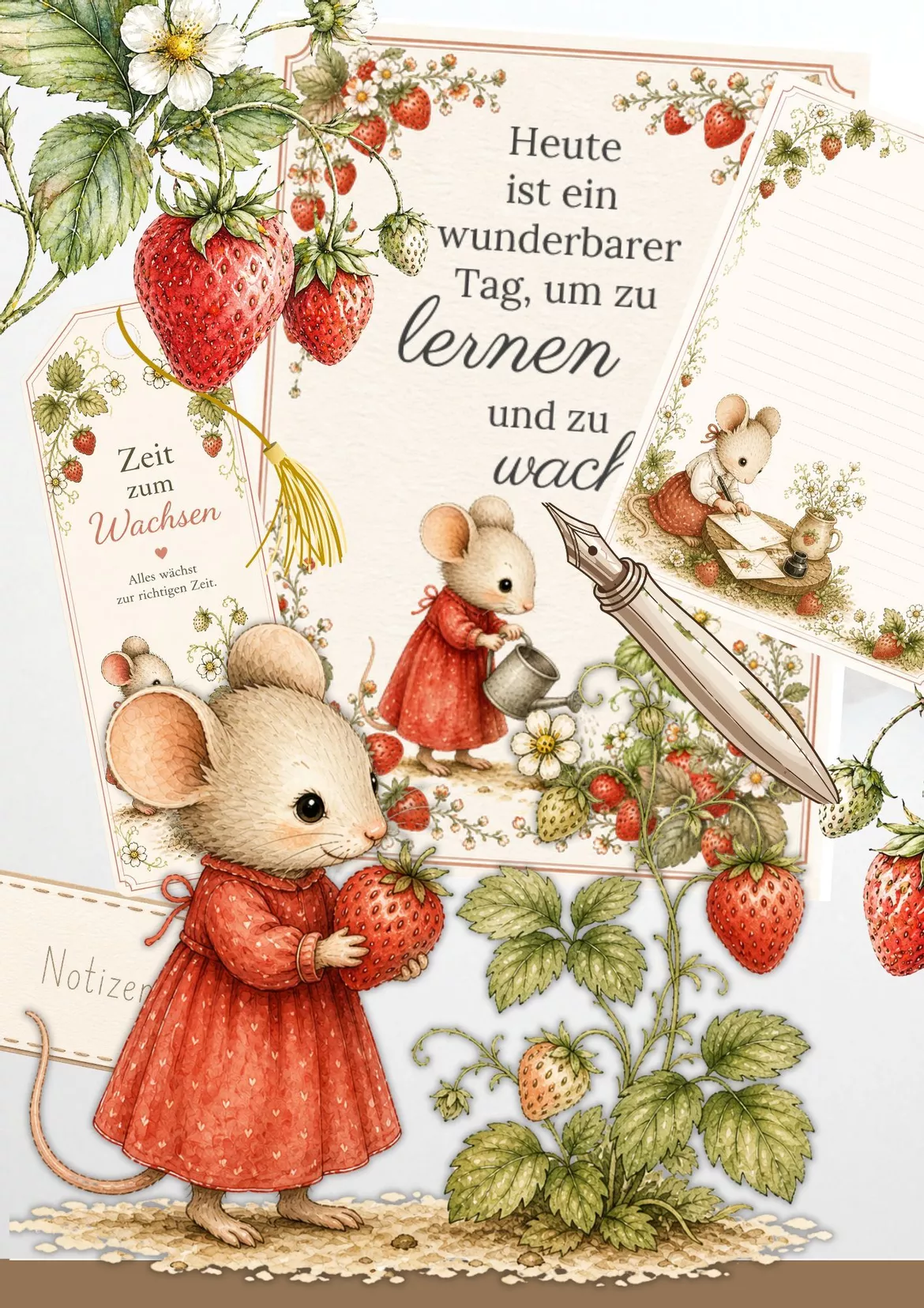 Bild in der Beschreibung des Unterrichtsmaterials Erdbeere aus Kaffeefilter Fensterbild im Frühling Sommer basteln von Wolkenland.Graphics #1