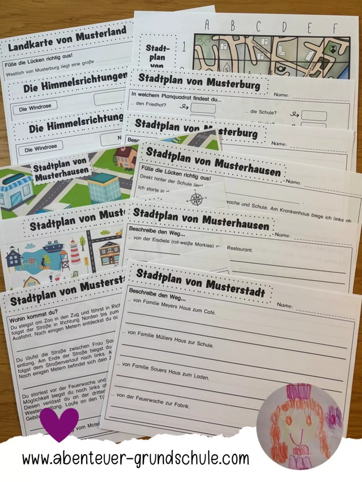 Bild in der Beschreibung des Unterrichtsmaterials Kartenkunde Stadtpläne Landkarten von Abenteuer Grundschule #2