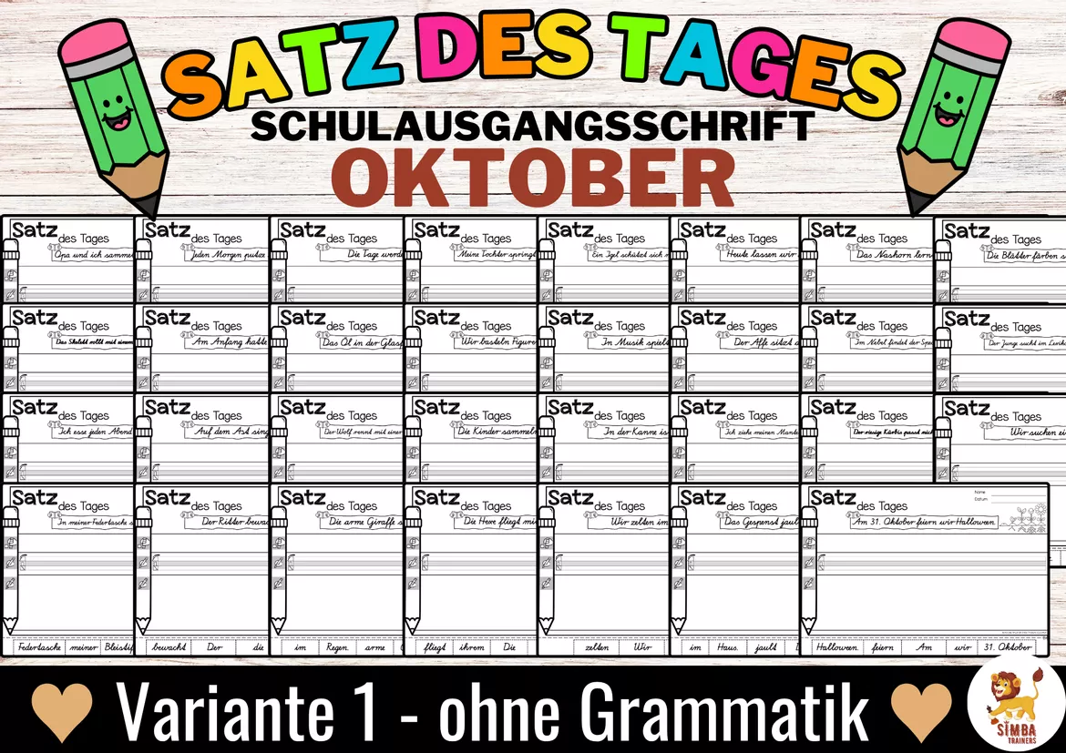 Bild in der Beschreibung des Unterrichtsmaterials Sätze schreiben / Satz des Tages / Schüttelsätze (Schulausgangsschrift) schreiben Herbst Halloween Oktober von SIMBA Trainers Education #4