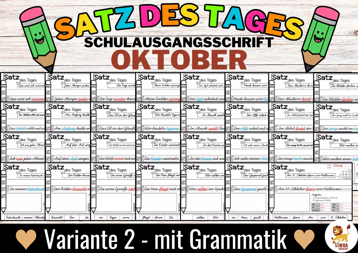 Bild in der Beschreibung des Unterrichtsmaterials Sätze schreiben / Satz des Tages / Schüttelsätze (Schulausgangsschrift) schreiben Herbst Halloween Oktober von SIMBA Trainers Education #5