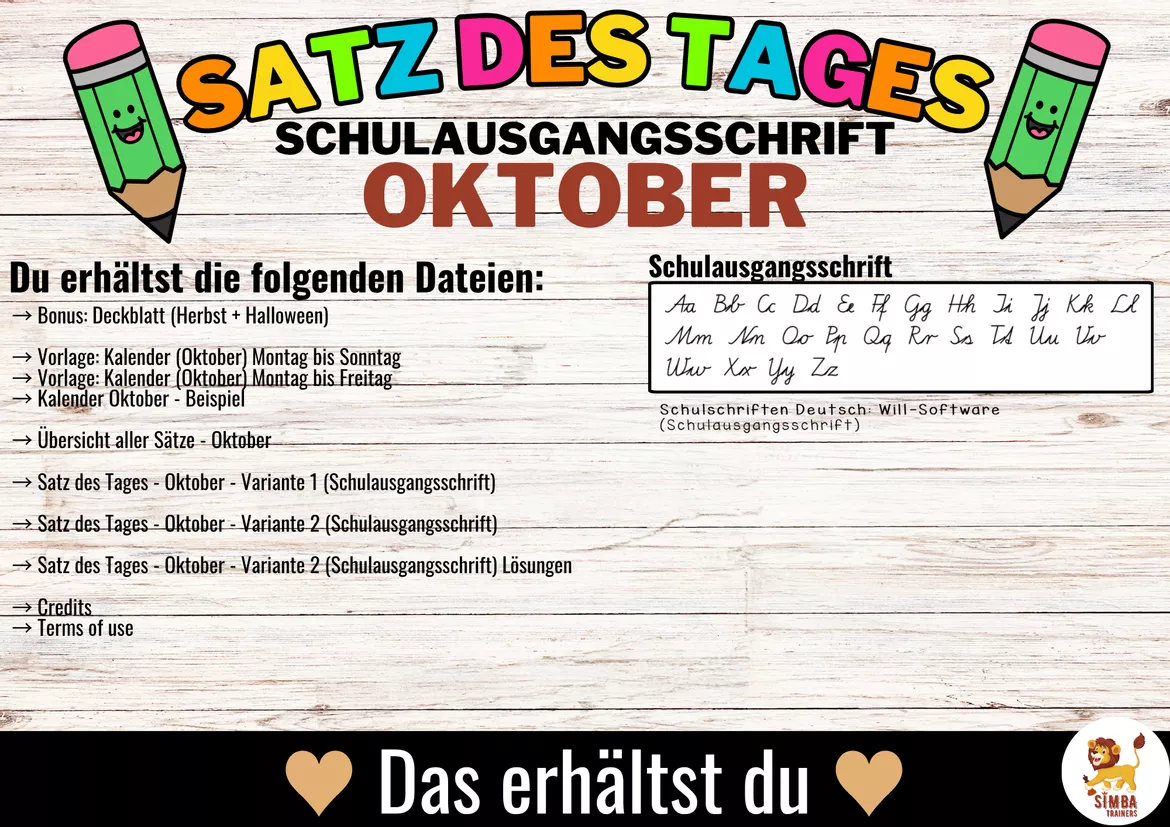 Bild in der Beschreibung des Unterrichtsmaterials Sätze schreiben / Satz des Tages / Schüttelsätze (Schulausgangsschrift) schreiben Herbst Halloween Oktober von SIMBA Trainers Education #3