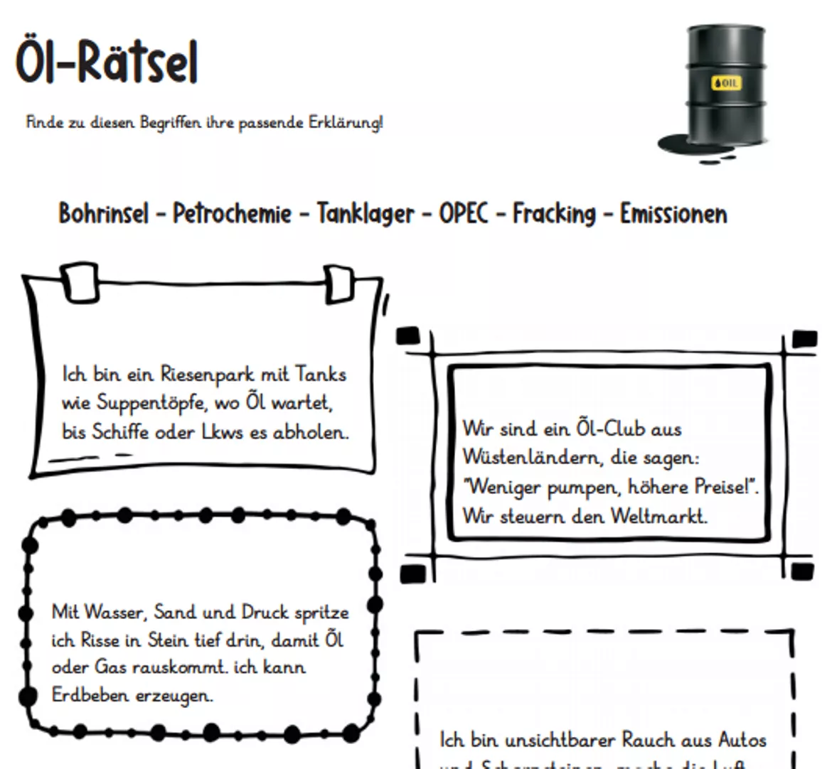 Bild in der Beschreibung des Unterrichtsmaterials Öl - Aufgabensammlung und Texte zu dem Rohstoff Öl von abc shop #1