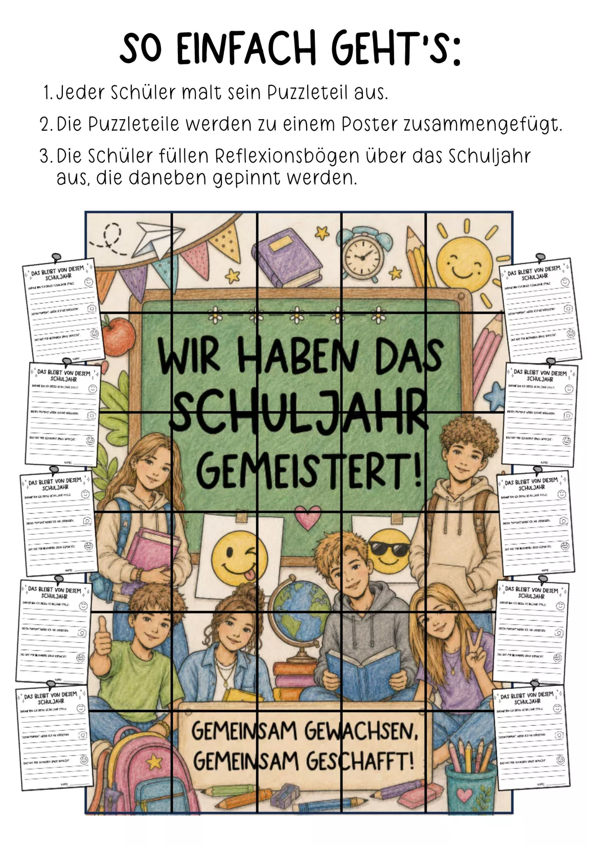 Bild in der Beschreibung des Unterrichtsmaterials Schuljahresende Kooperatives Poster Klasse 5 6 von Sir Tobey - Ethik mit Klasse und alles zum Schulstart #1